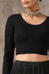 Blouse - Black Knit Stretch 3/4 Sleeves Top Blouse